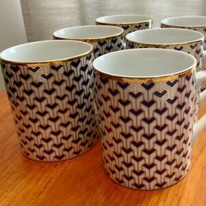 A Set of Six Tiffany & Co. Manhattan Blue Mugs Circa 1990